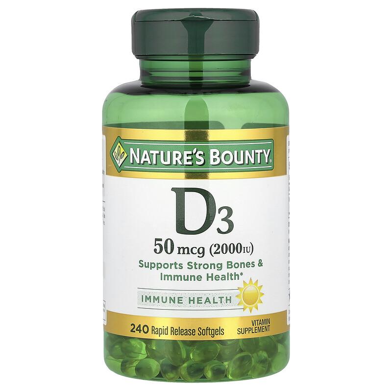 D3, 50 mcg (2,000 IU), 240 Rapid Release Softgels