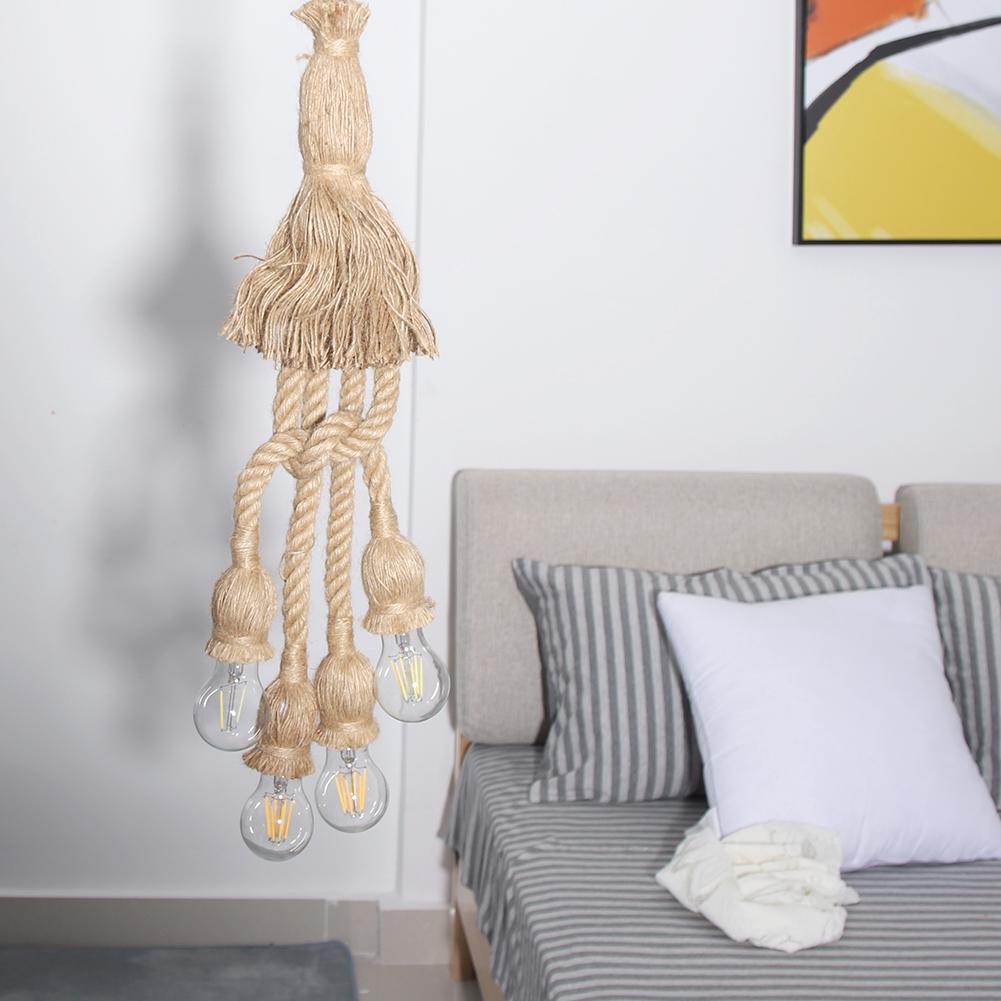 0.5m E27 Vintage Hemp Rope Ceiling Light Base Pendant Lamp Bulb Holder 85-265V (3*holder)