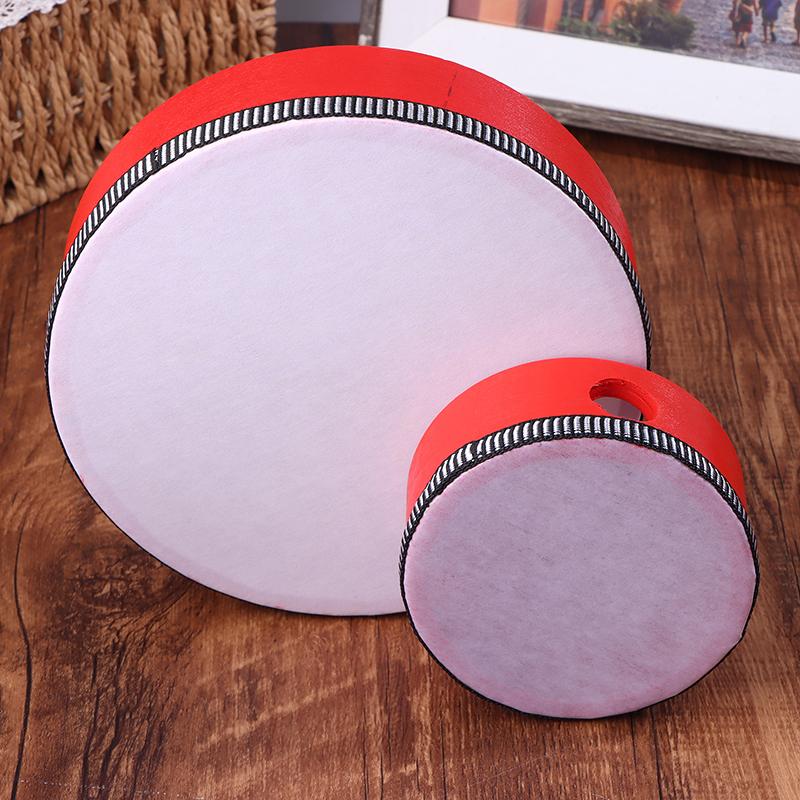 Kids Wooden Hand Drum Music Percussion Instrument Red Handheld Percussion Hand Drum Educational Toys Hand Beat