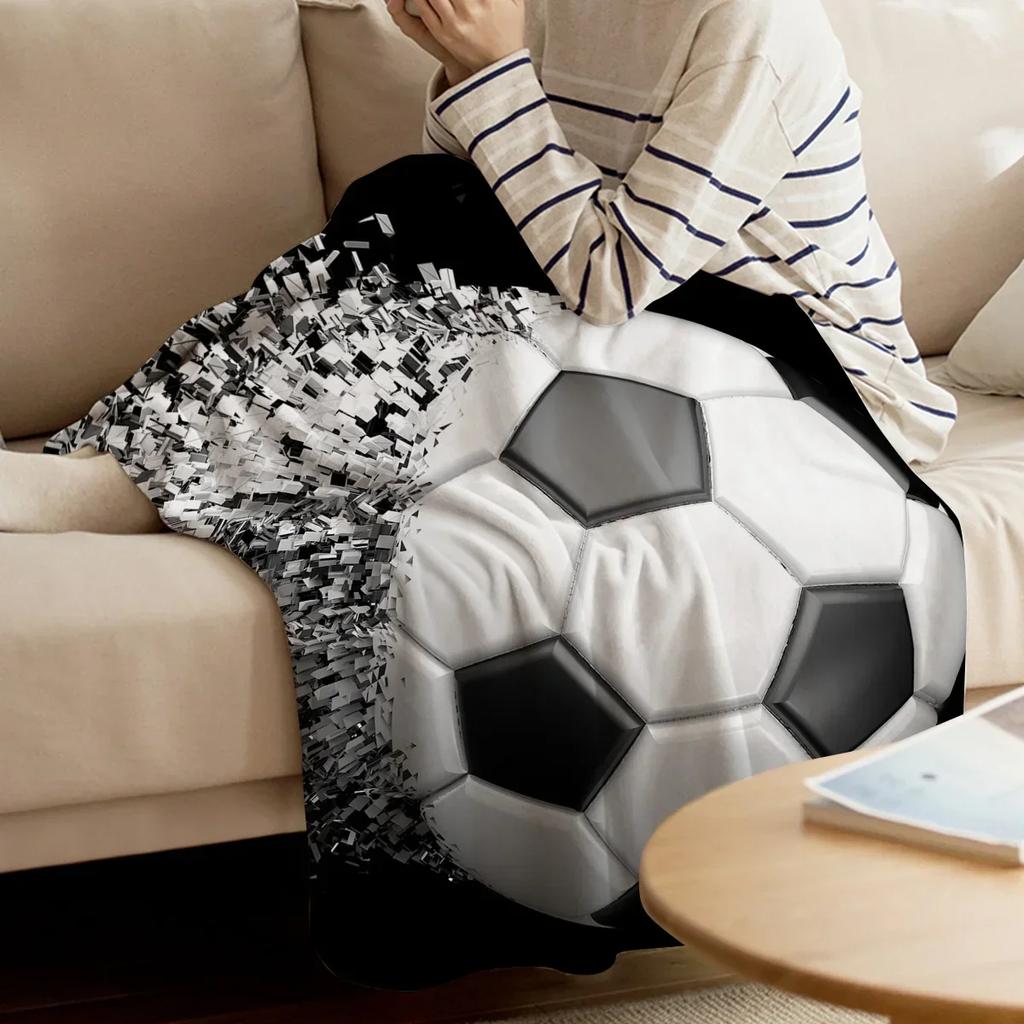 Flannel Blankets Soccer Throw Blanket Balls Football Design Blanket Warm Throws Sofa Bed Home Bedspread Travel Fleece Blanket