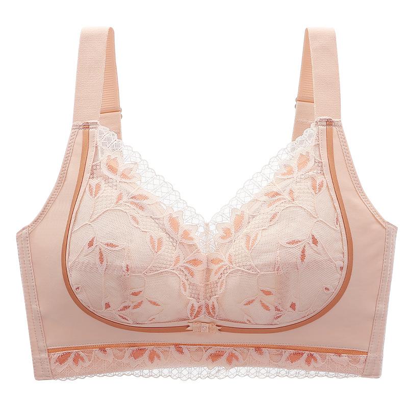 Thin Bra for Women Breathable Gathering Bra Full Cup Size Large Size No Steel Ring Push Up Bra