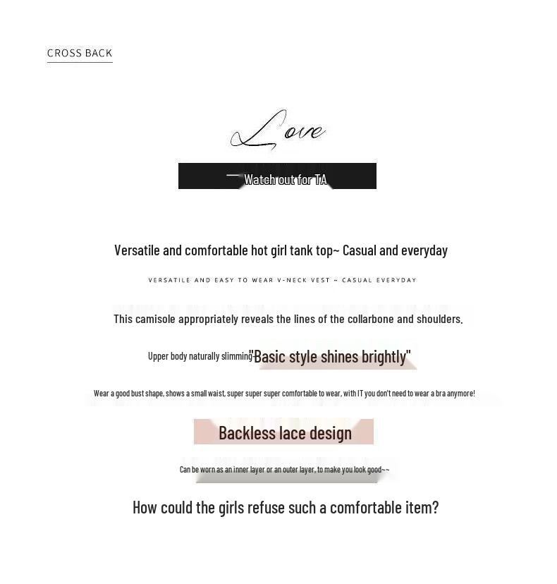 Francouzská sexy krajková tílka s dutými zády pro ženy - Kolekce raného podzimu