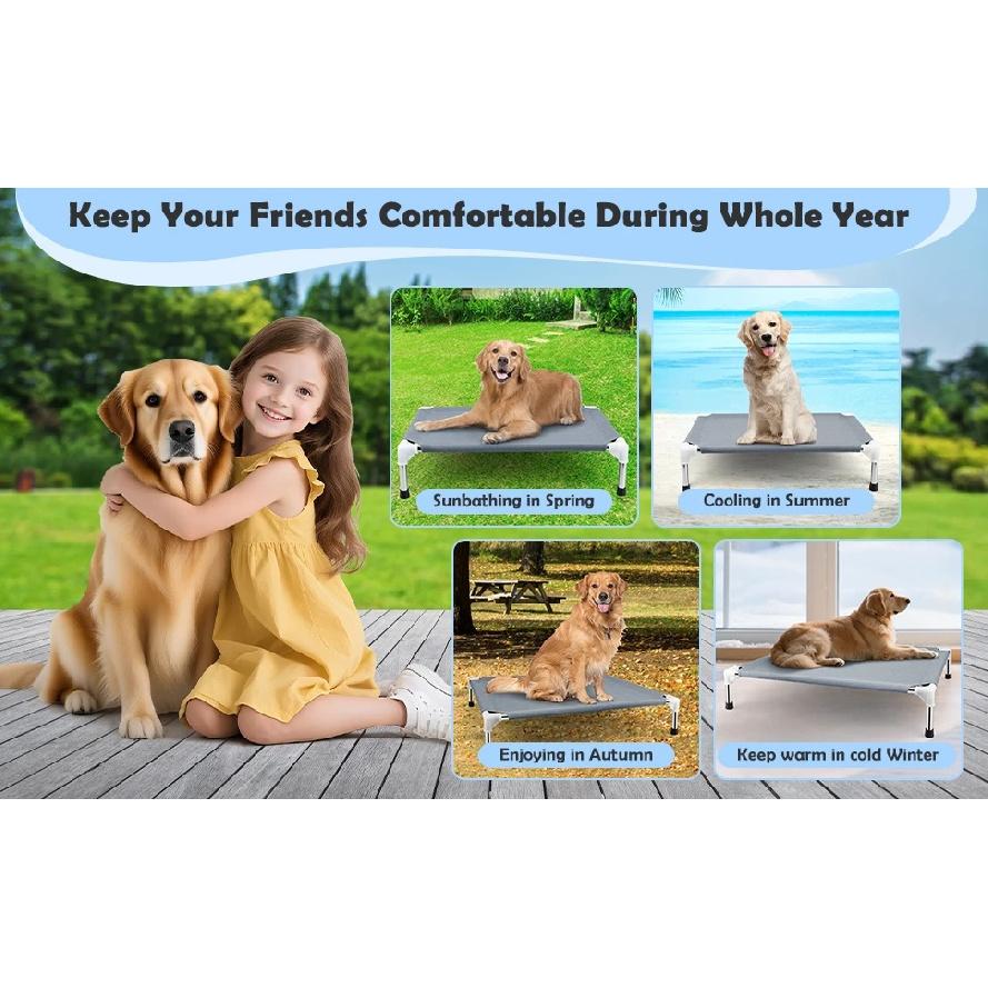 Elevated Cooling Dog Bed, Breathable Anti-slip Pet Cot for Medium Dogs