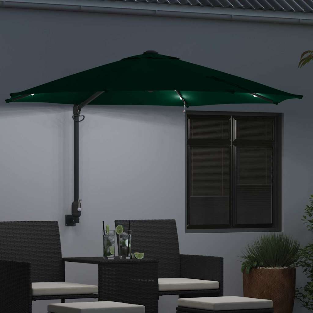 Garden Sun Umbrella Green 248 X 248 X 148 Cm Polyester and Steel