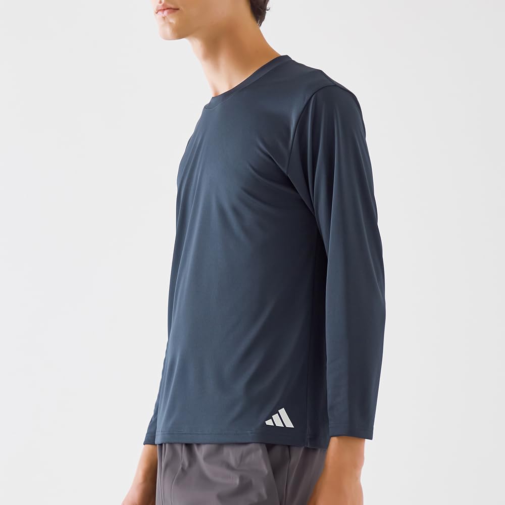 Adidas AP905R Long Sleeve Shirt Long Sleeve Crew Neck Logo [Wild Silhouette] Sweat-Wicking Quick-Drying One-Point