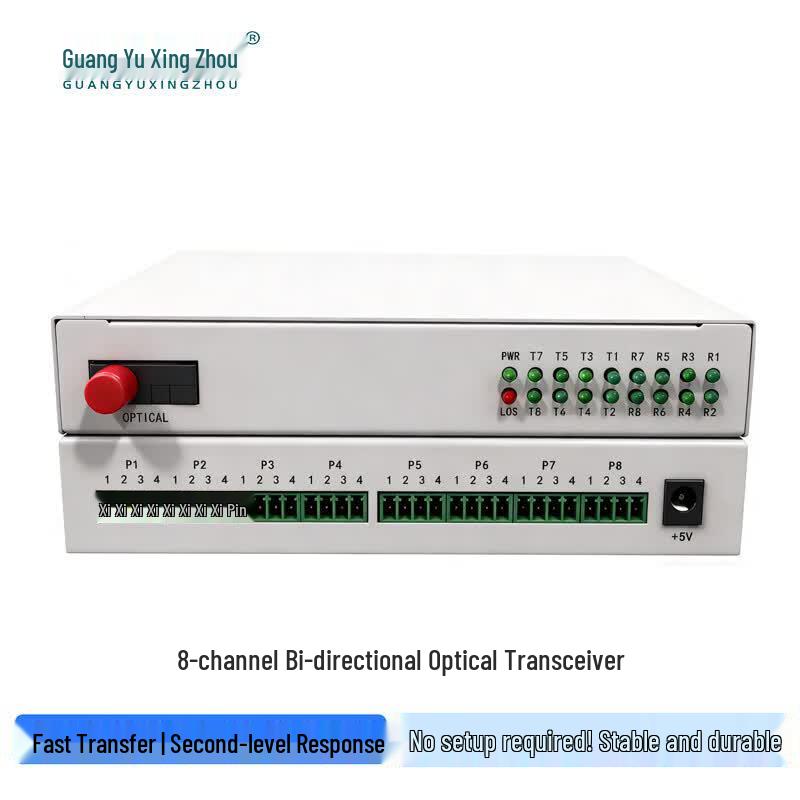 8-Channel Bidirectional Switch Optical Fiber Transceiver