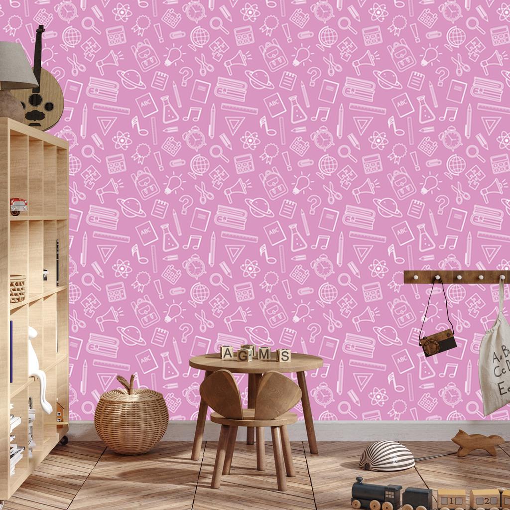 Wallpaper School Supplies Powder Pink, Fine Detail 50x1000