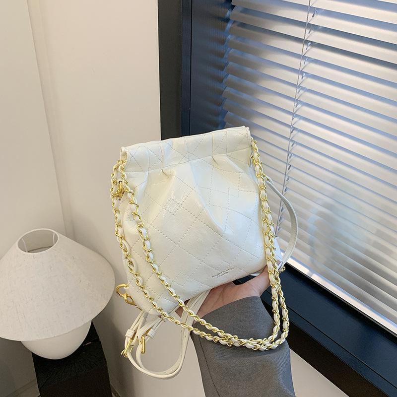 

Женская сумка новая мода простой повседневный рюкзак ромб универсальная на одно плечо кроссбоди сумка-ведро белый