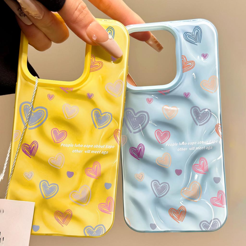 Liebesherz-Muster Handyhülle Für IPhone 17 16 15 14 13 Pro Max 11 12 Pro Plus Schutzhülle INS Mode Funda Farbe Süßigkeiten Schale