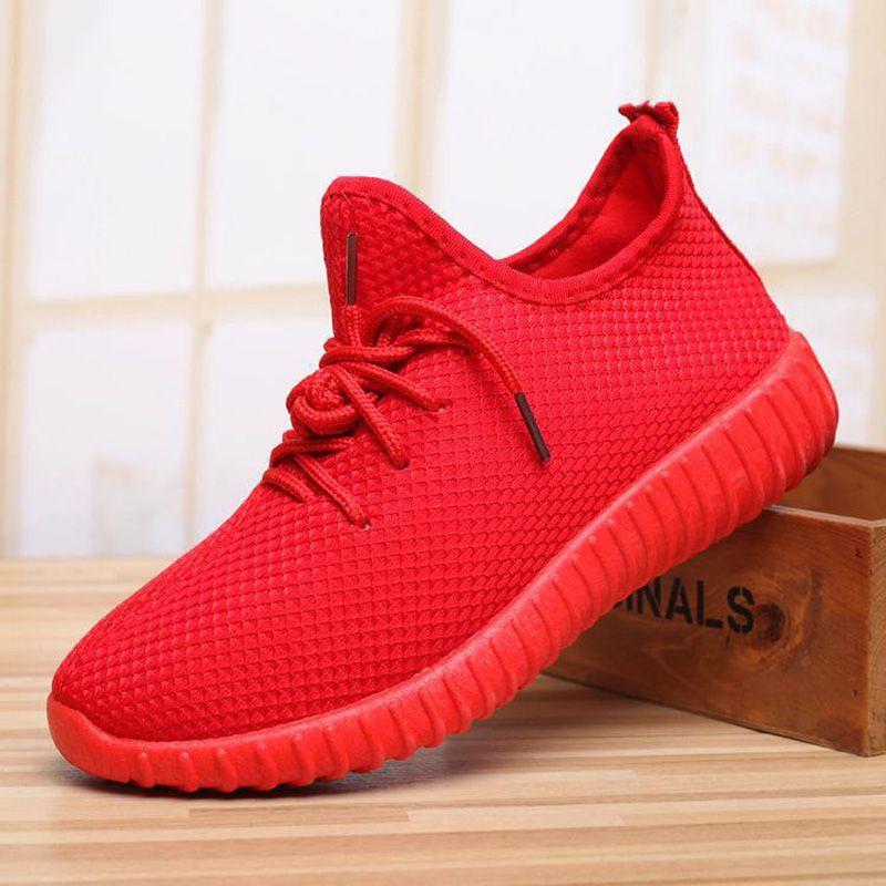 New Fashion Women Mesh Breathable Casual Red Shoes Sports Shoes Comfortable Fit