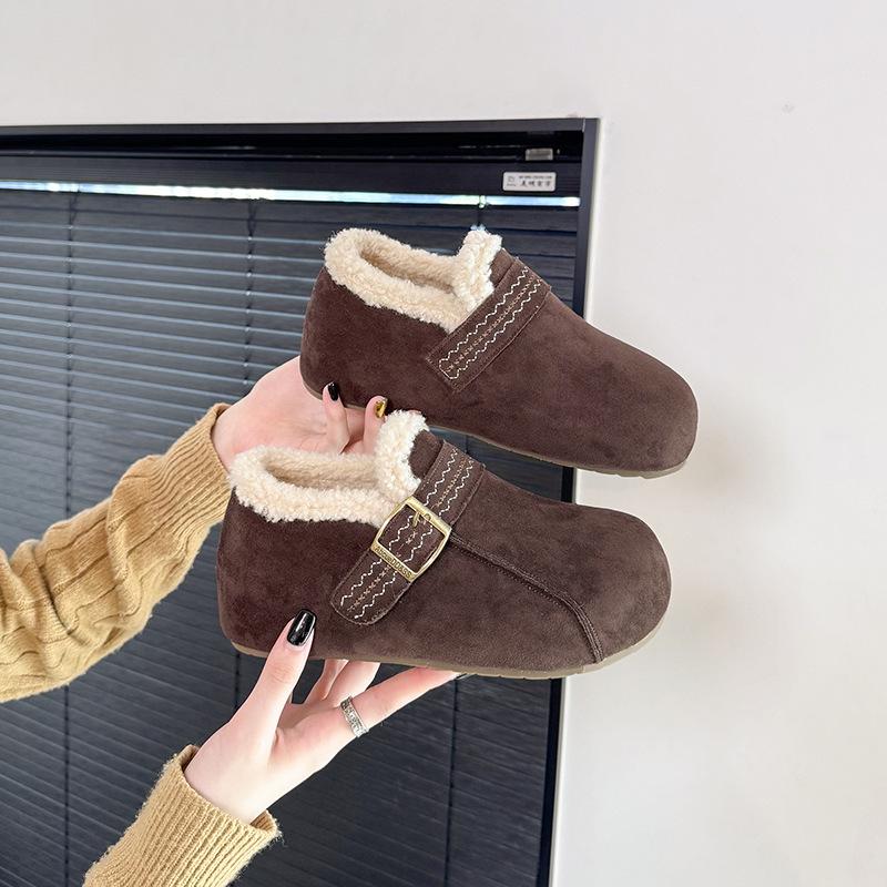 

Женские зимние теплые ботинки большого размера на мягкой подошве с ремешком и пряжкой, нескользящие, с мехом, для снега, утепленные подкладкой, ботильоны, нескользящие, для пеших прогулок, спортивные, хлопковые туфли 40 верблюд