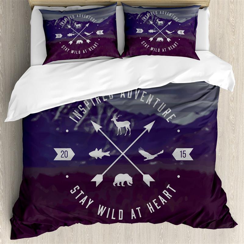 Adventure Duvet Cover Marine Theme Adventure Motivational Words Bedding Set With Pillowcase Full King For Kids Adults Room Decor