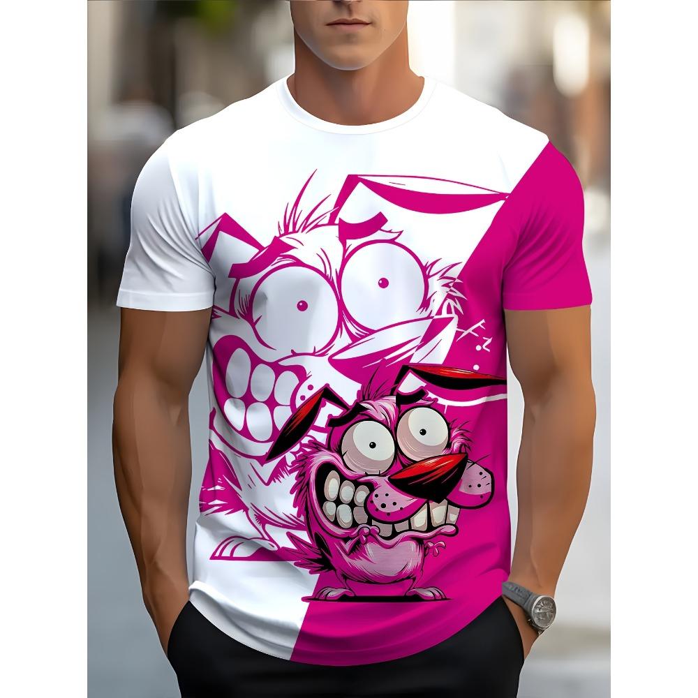 Pink Ugly Dog 3D Printed Short Sleeve-Adult Summer Lightweight Breathable T-Shirt-Daily Casual Athletic-Regular and Large Sizes