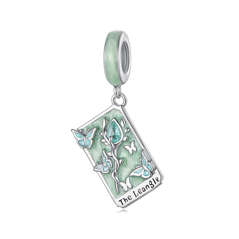 WOSTU 925 Silver Colorful Tarot Cards Charm Pendent Magic Star Moon Sun Lover Bead Fit DIY Bracelet Necklace Women Gift