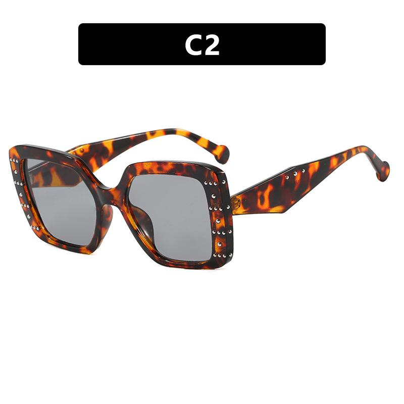 JYL Square Rivet Glasses Frame Anti-Blue Light Leopard Women Computer / 13178