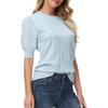 Damenmode Rundhalsausschnitt Einfarbig Blasenärmel Kurzarm Hohl Fit Strickpullover Top