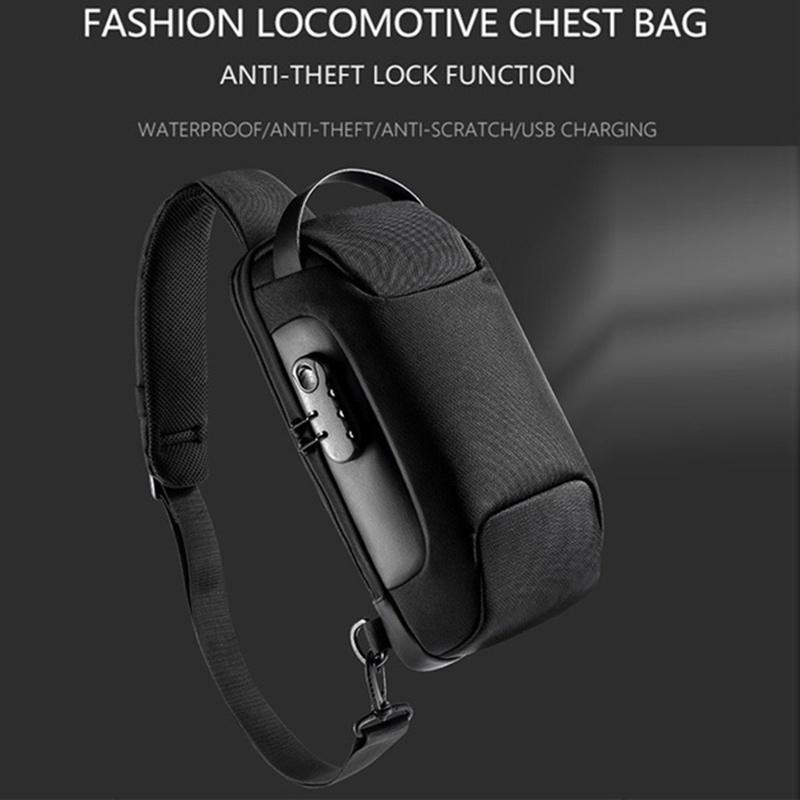 NEW High Qulity Upgrade Men's Waterproof USB Oxford Crossbody Bag Anti-theft Shoulder Sling Bag Multifunction Short Travel  Chest Pack for Male