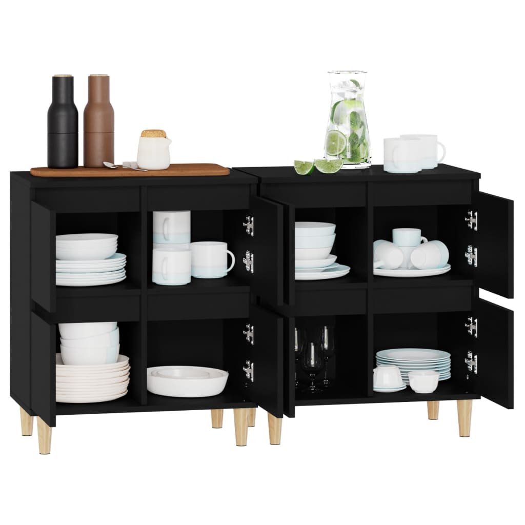 Sideboards 2 Pcs Black 60 X 35 X 70 Cm Engineered Wood