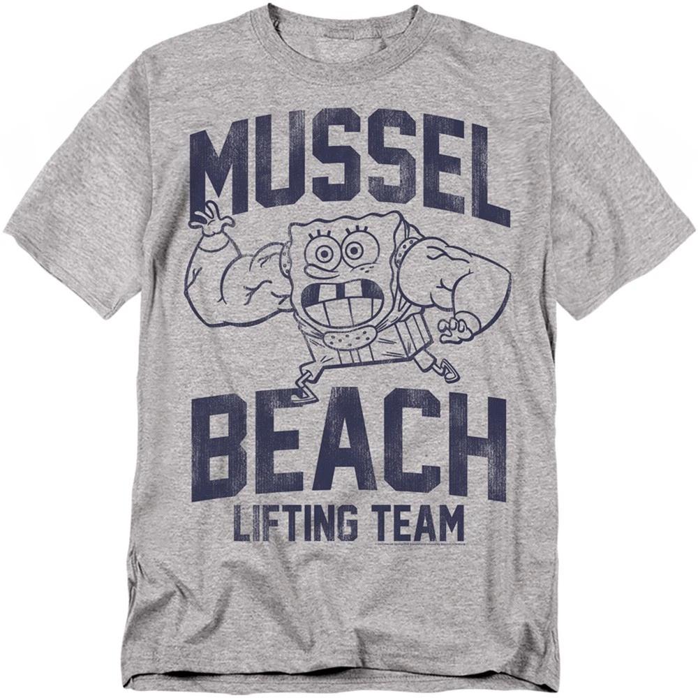 SPONGEBOB SQUAREPANTS MUSSLE BEACH LIFT Licensed Adult Graphic Tee Shirt SM-5XL M
