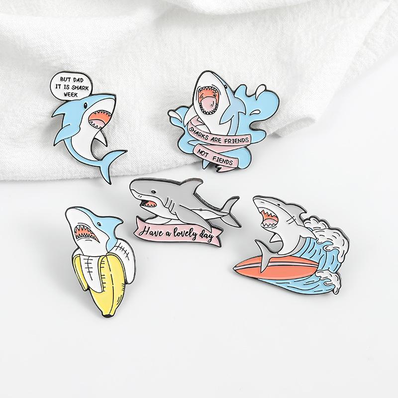 Stylish Shark Colorful Series Brooch Animal Shaped Lapel Pin For Unique Accessories Fashionable
