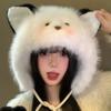 Korean Cute Ear Hat Plush Pompom Beanie Cap Fashion Women Fluffy Hat  All-match