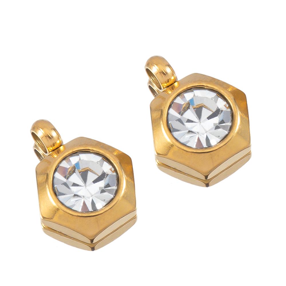 

10pcs Stainless Steel Geometry Pendants Hexagon Heart Base Crystal Rhinestone Beads Charms Earrings Necklaces DIY Jewelry Making