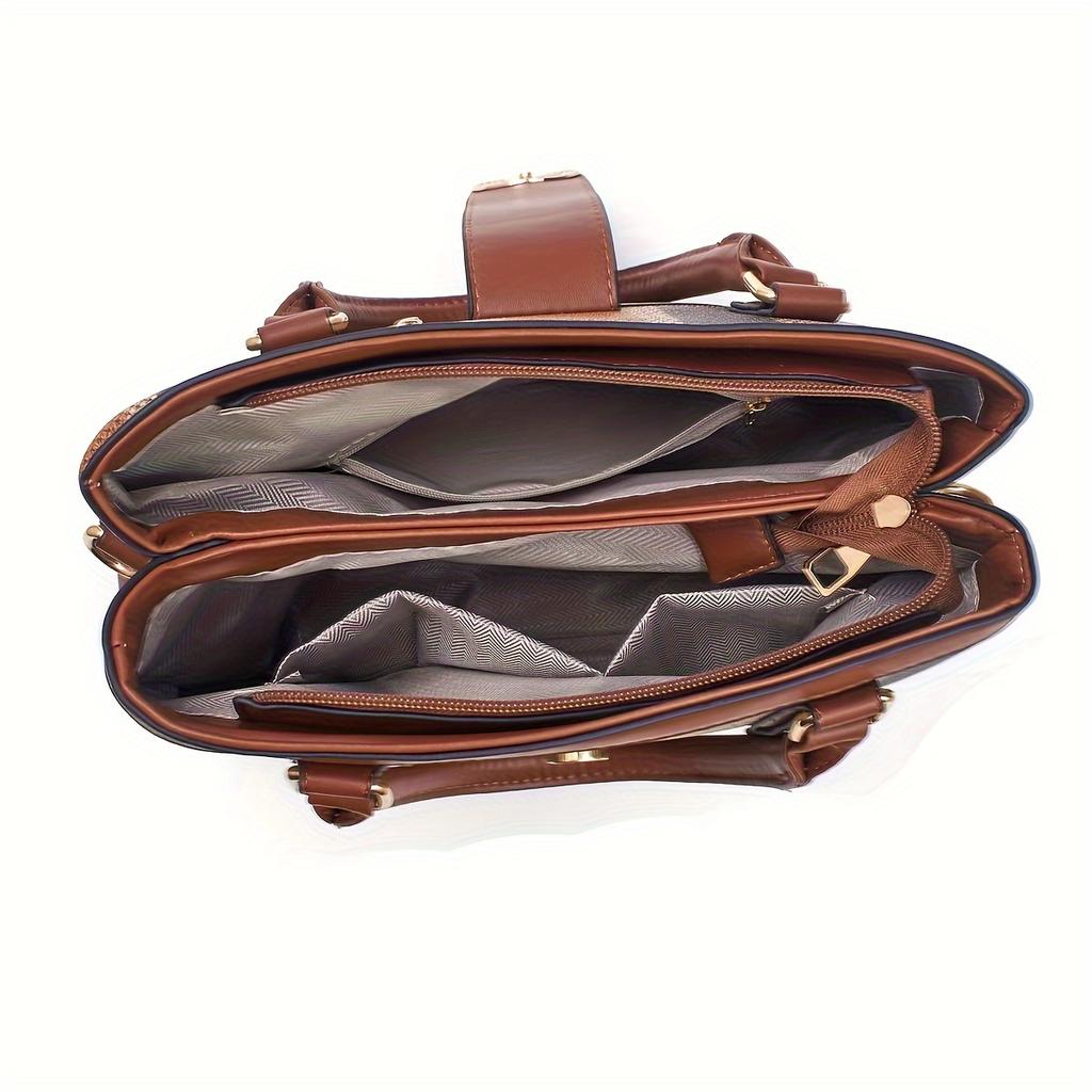 Classic Striped Women's Handbag Set, High-Quality Fashionable Versatile Three-Piece Set