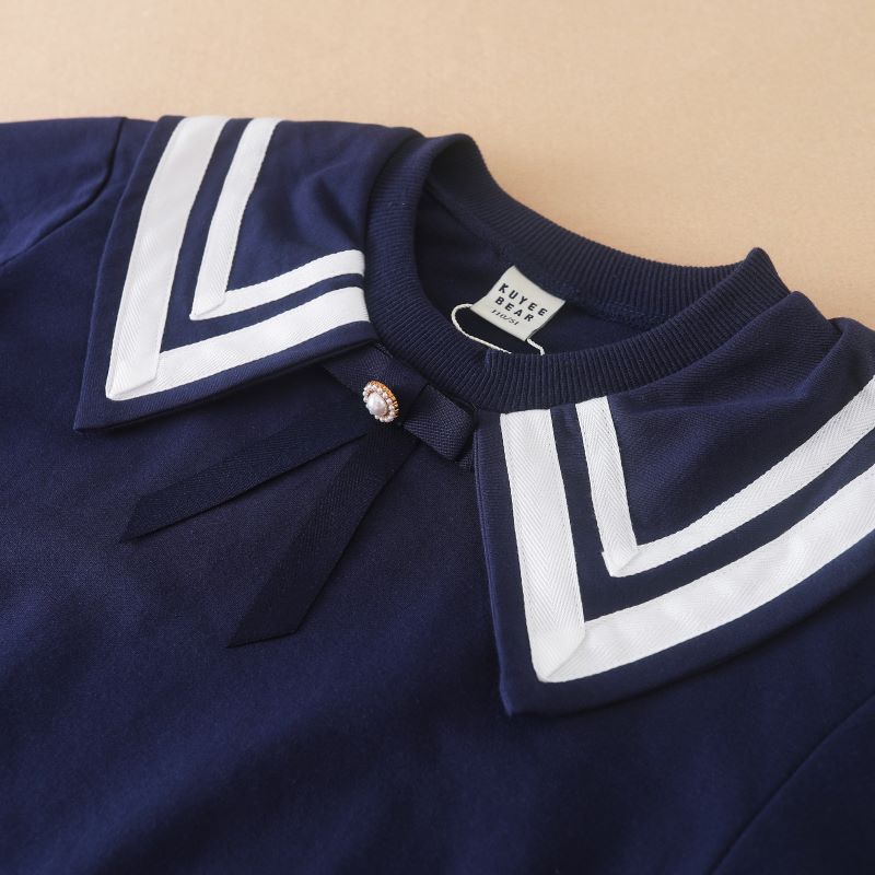 Dětská mikina ve stylu Preppy s límečkem pro dívky Jaro Podzim Polokošile Dětská Bavlna Podzimní Dětská košile Dětská Dívčí mašle Oblečení s dlouhým rukávem