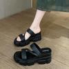 Women's Summer Platform High-Heeled Sandals: Stylish Slip-On Flip Flops with Thick Soles and Versatile Elevation.