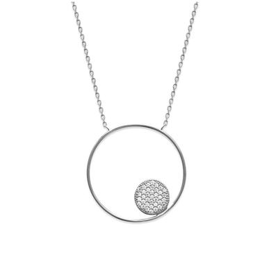[R3583] - Colar de prata 'Sissi' branco prateado (ródio) - 28 mm