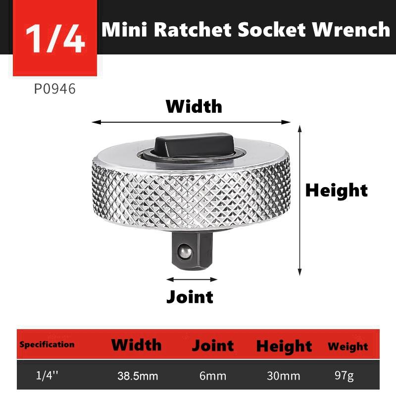 1/4" 3/8"1/2" Drive Palm Ratchet Wrench Set Reversible Ratcheting Finger Socket Driver Stubby Thumbwheel Ratchet for Tight Space