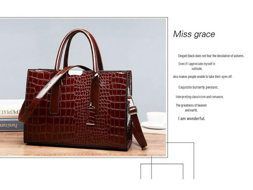 Geantă de mână de damă la modă cu model crocodil - Geantă tote crossbody cu un singur umăr