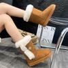 2025 Warm Flat-bottomed Casual Medium Boots Women's Winter Large Size Velvet Thickened Foreign Trade Snow Boots