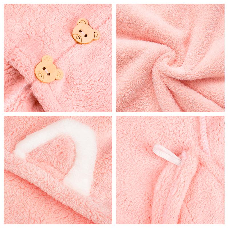 Quick Dry Hair Towels Women And Child Cute Cat  Ear Super Absorption Thicker Microfiber Turban Towels With Bear Buttons
