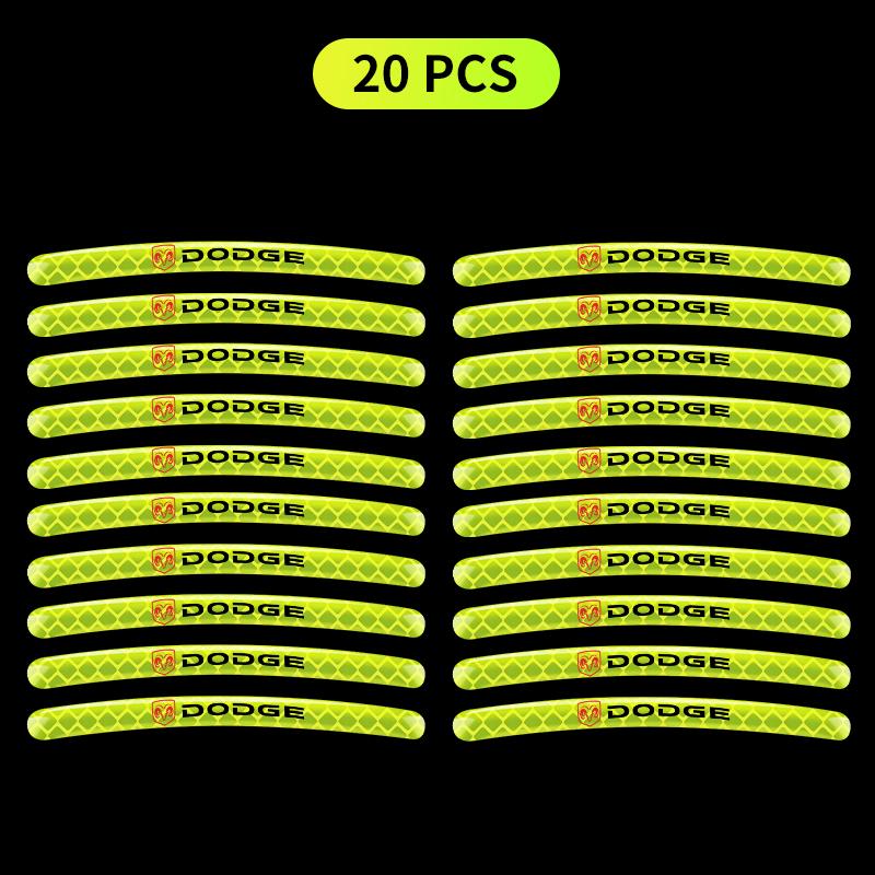Car Wheel Tire Rim Hub Reflective Luminous Emblem Sticker Car Styling for Dodge Caliber Ram 1500 NITRO SRT Caravan Charger Grand Caravan Journey