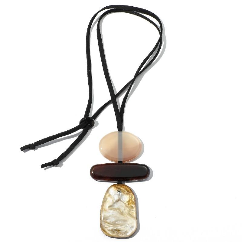 Core Blue Geometric Acrylic Long Sweater Chain, Summer Stacked Wax Rope Chain Accessories Simple Necklace