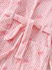 Girls White Heart Print Long Sleeve Hooded Robe Loungewear Set, Striped, Autumn/Winter, Soft Comfortable Cute, Pajamas Loungewear Indoor Set