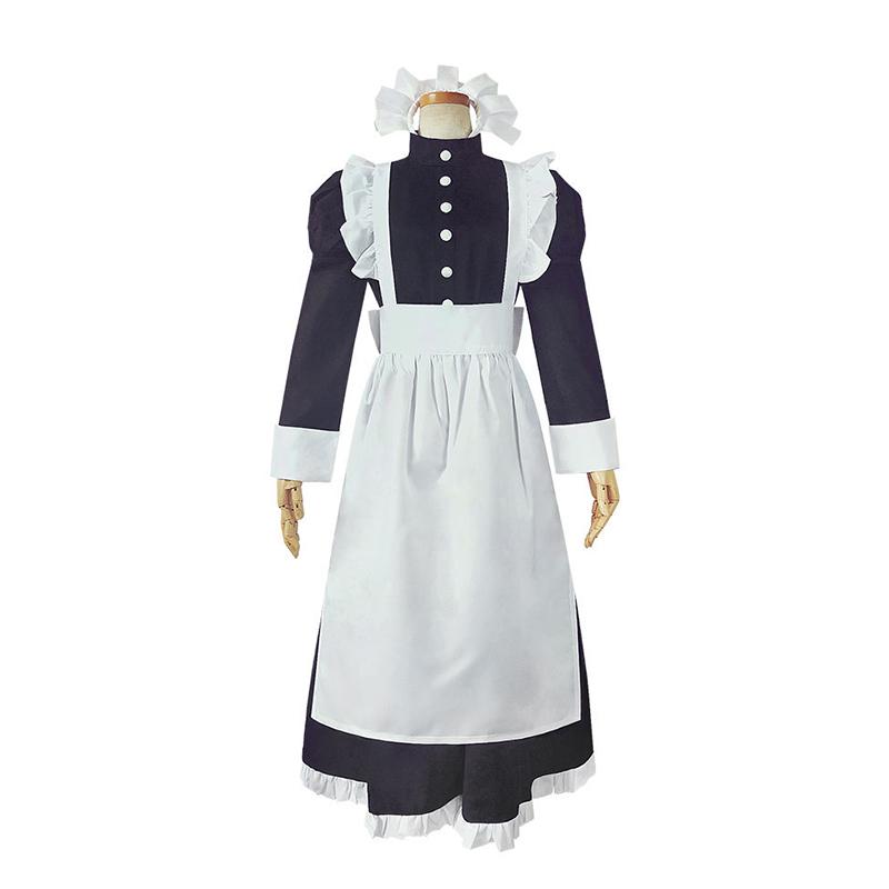 

Стиль Британский Длинный Костюм Горничной Мужской Женский Кружевное Косплей Платье Костюм на Хэллоуин Women-2XL