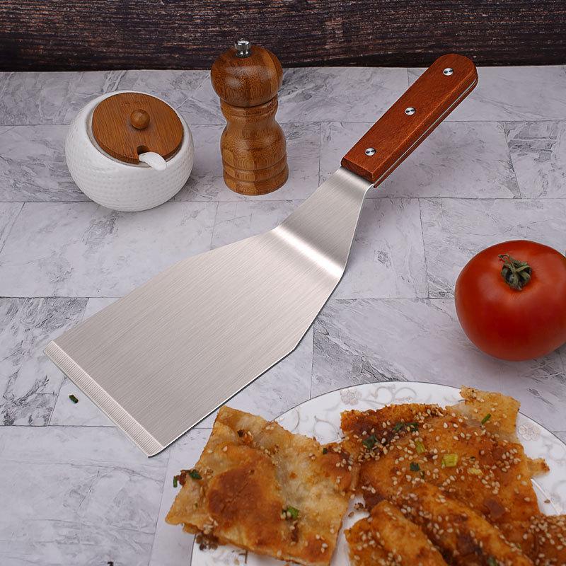 Large Stainless Steel Square Shovel with Wood Handle – Cooking, Steak, and Pancake Shovel