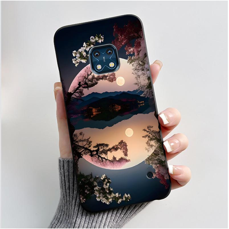 Jelly Color Simple Black Case For Nokia XR20 Popular Little Girl Viral Lucky Pattern Shell With Shockproof Bumper Soft Cover