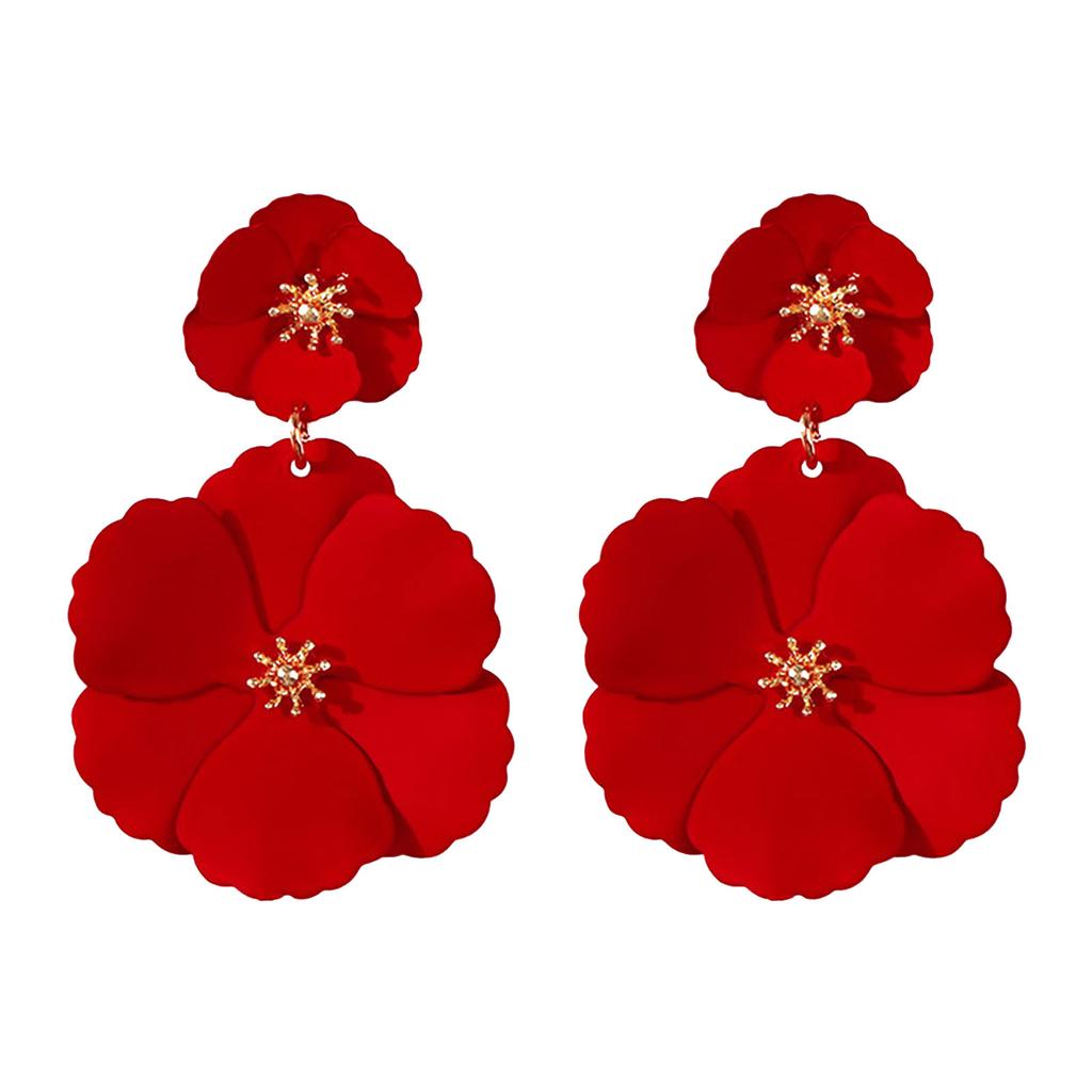 Unique Flower Studs Earrings Fashionable Colorful Dangle Statement Earrings Iron Texture Suitable for Youthful Women