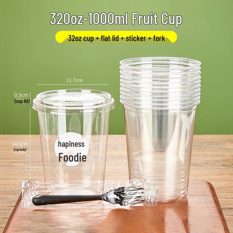 Thickened Disposable Plastic Fruit Cups with Lids