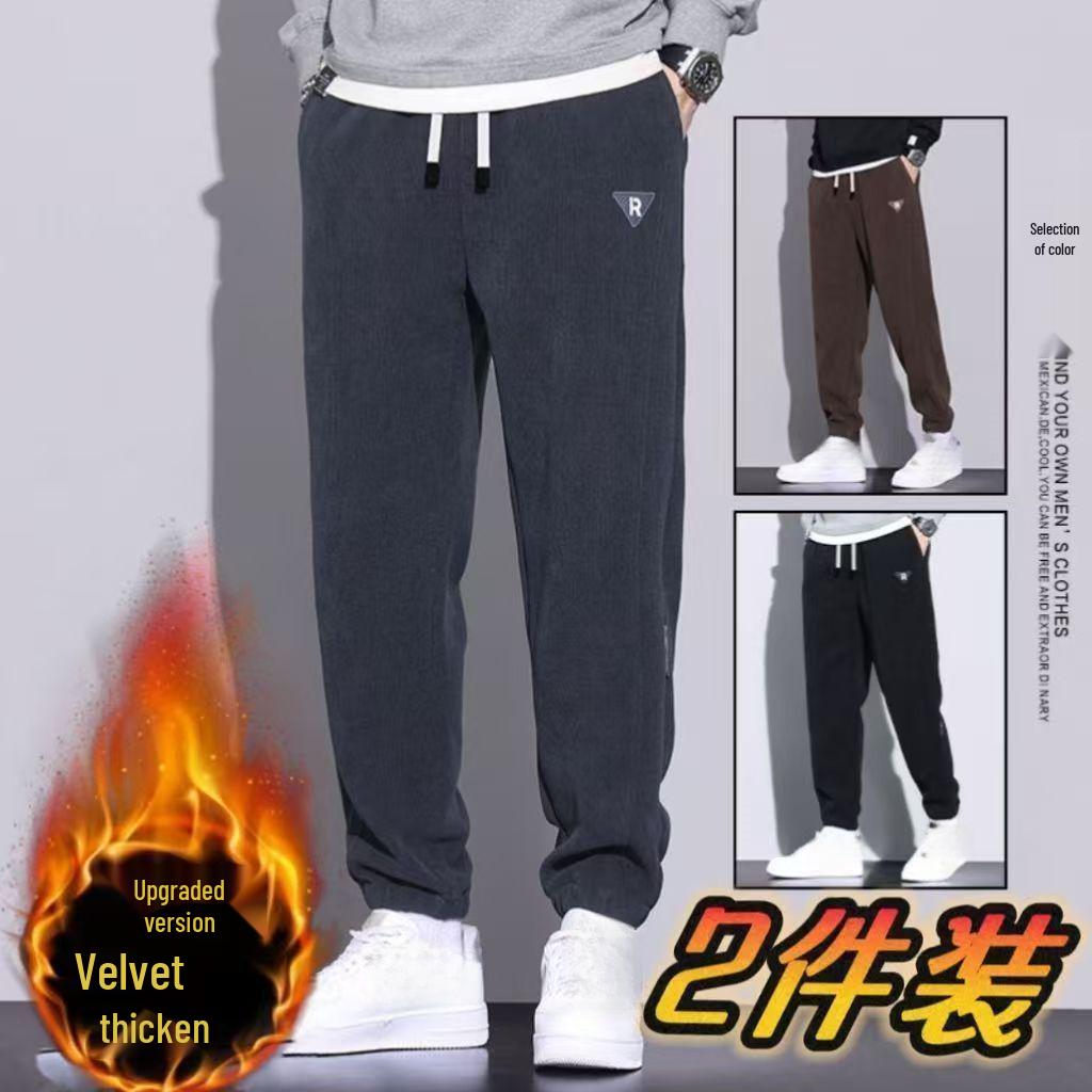 Men's Trendy Fleece-Lined Corduroy Sweatpants: Winter Warmth & Versatile Style