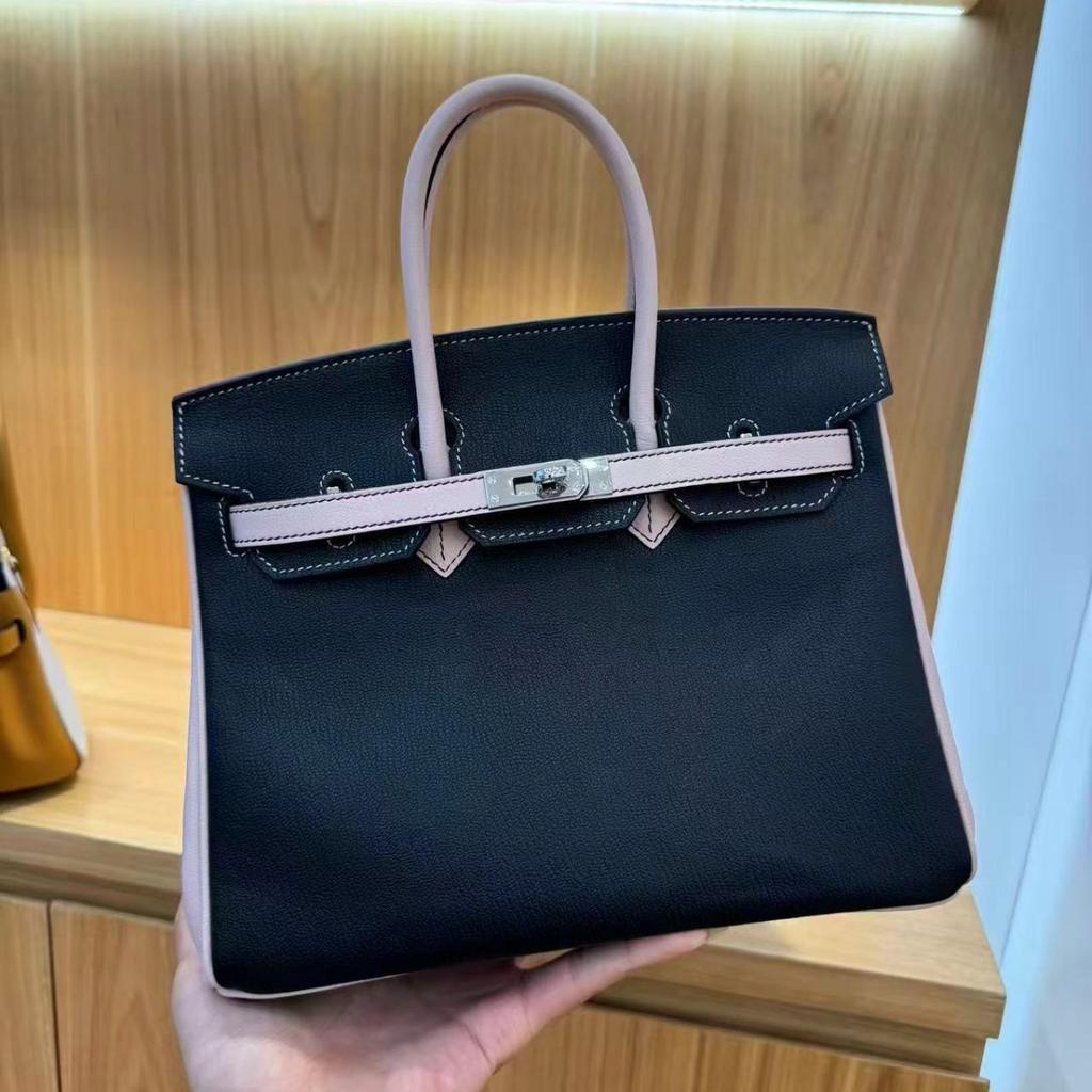 Factory Direct Sales French Sheep Pattern Bag Portable First Layer Leather Women's Bag 25cm Large Capacity Contrasting Color Cross-border Special