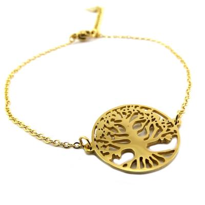 [P7714] – Goldenes „Tree of Life“-Stahlarmband – 16 mm
