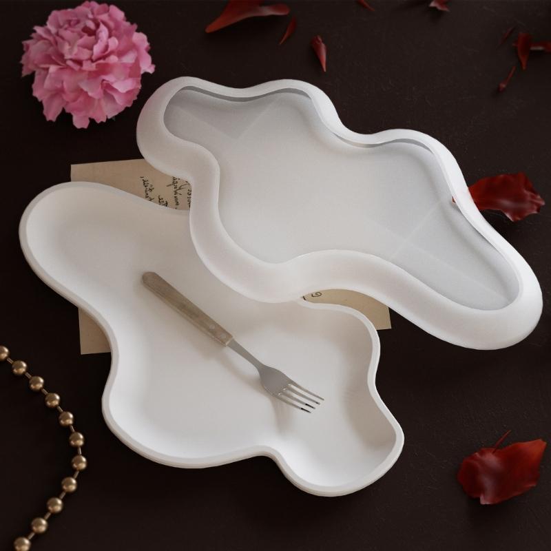 Multipurpose Large Oval Resin Tray Molds Sturdy Silicone Home Accessory Portable for Concrete Dishes Craft Supplies