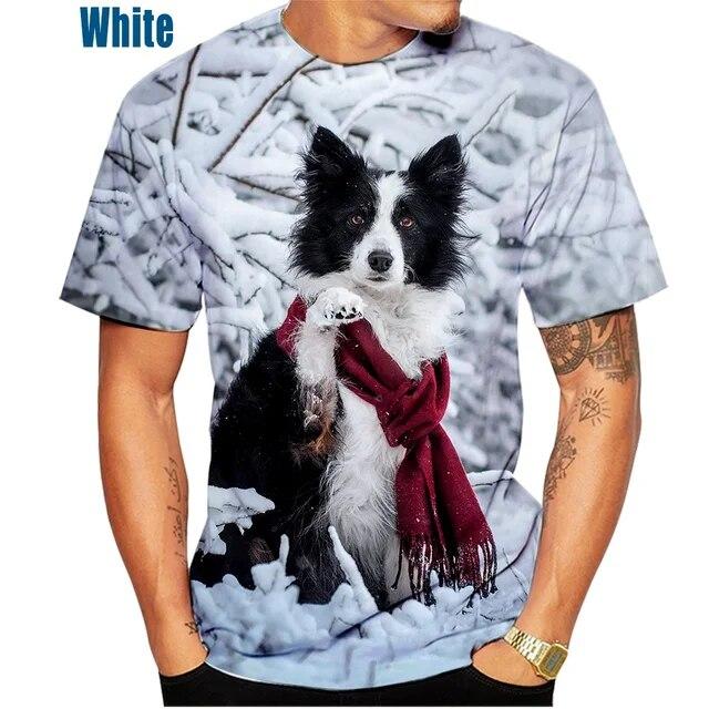 Unisex roztomilý pes 3D-Druckmuster Top tričko Border Collie Sportovní tričko Freizeitkleidung