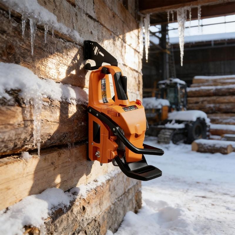 Supporto da Parete Universale per Motosega Supporta Appendimento Orizzontale o Verticale con Due Fori per Riporre l'Accessorio Chiave