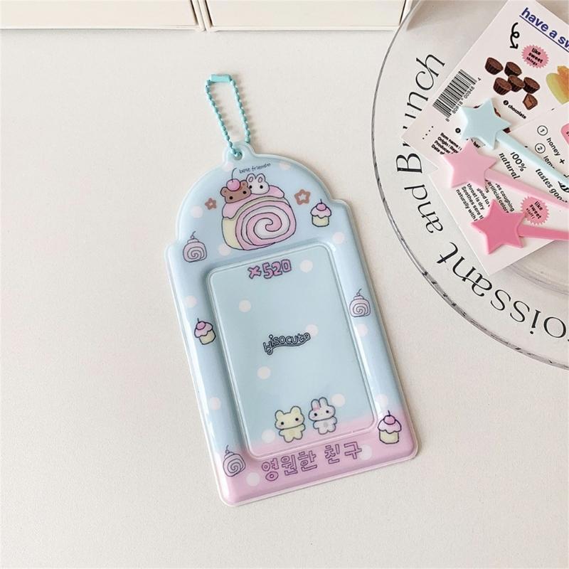 Photocard Holder Korean Popular Photo Card Holder with Keychain ID Cards Holder Pendant Keychain Student Card Sleeves