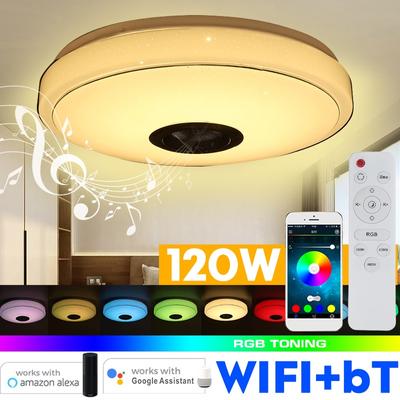 200W WiFi Modern RGB LED Ceiling Lights Home Lighting APP Bluetooth Music Light Bedroom Lamp Smart Ceiling Lamp+Remote
